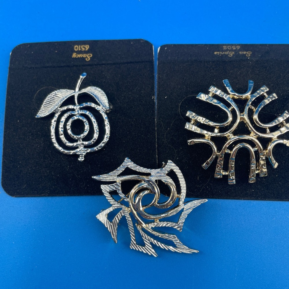 Sarah Coventry Brooch Lot‎ Silver Gold Saucy Sea Sprite VTG 1960s Abstract